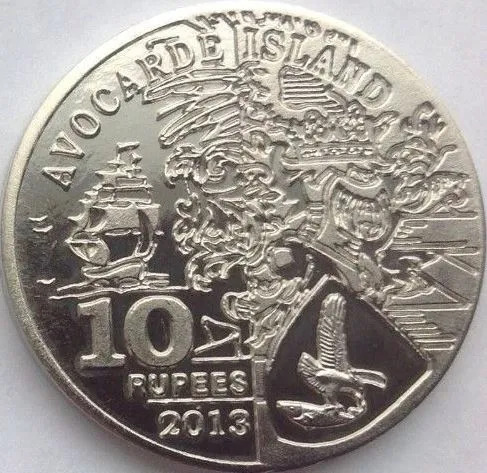 Fantasies Avocarde Island 10 rupees 2013 obverse.jpg