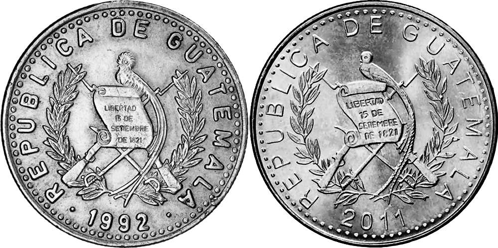 Guatemala 10 centavos 1992, 2011.jpg