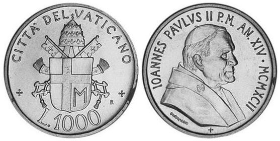 Vatican 1000 lire1992.jpg